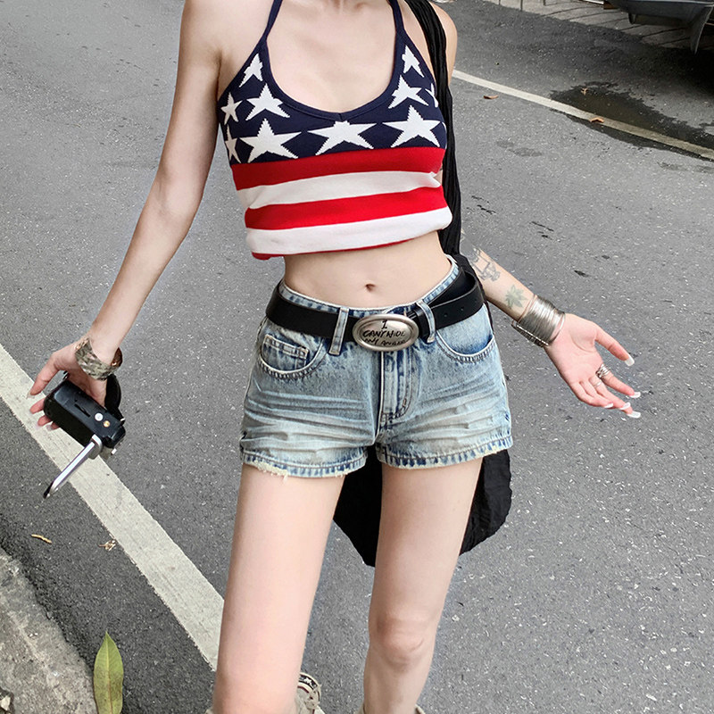 修身显瘦设计感辣妹热裤子