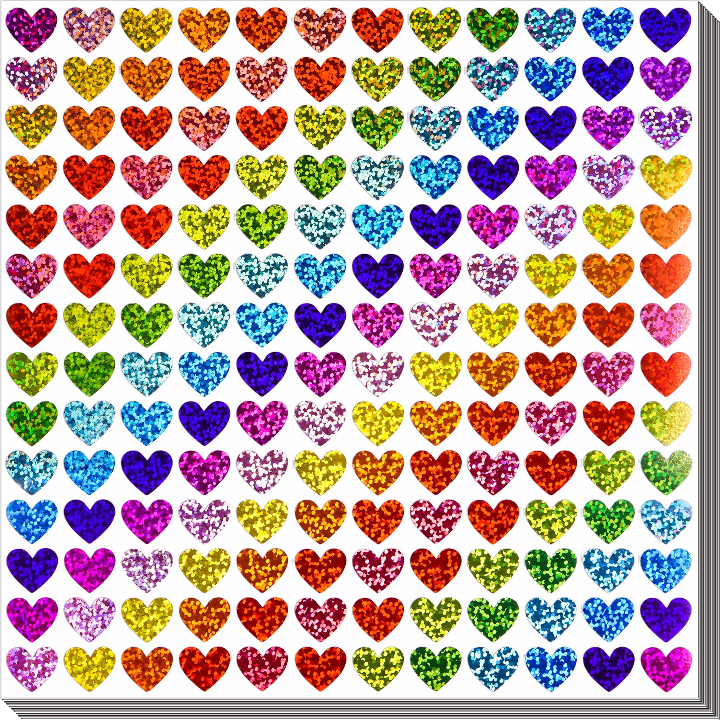 5张/包彩色镭射心形星星贴纸防水diy手账手工素材装饰奖励包装贴