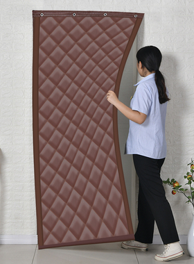 定做冬季PU皮革牛津布加厚保温暖防风寒防水免打孔隔音家用棉门帘