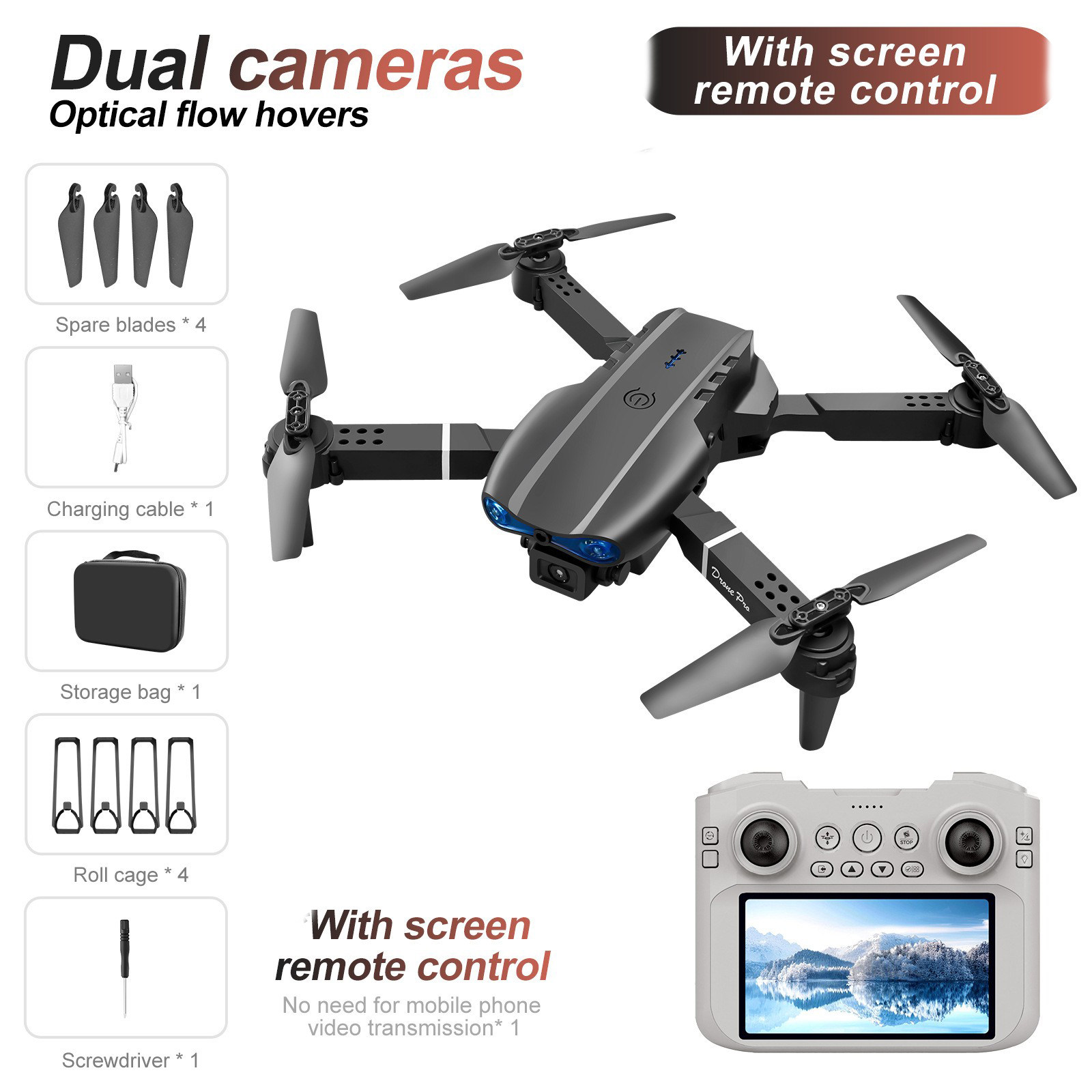 E99 MAX Drone Big Screen Remote Control Aerial Aircraft