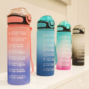 大容量网红塑料男女士学生户外水杯便携运动杯 带吸管 耐高温