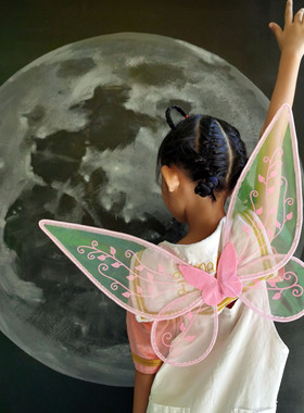 新款儿童小精灵树叶翅膀小女孩森系绿色精灵拍照表演出舞蹈道具饰