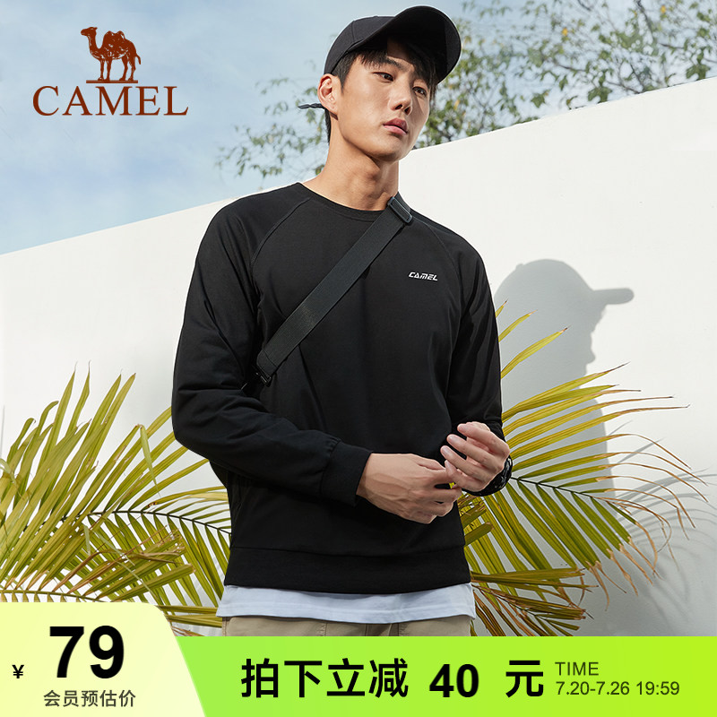 骆驼卫衣男长袖上衣2025秋冬新款运动服纯色宽松圆领男装套头外套
