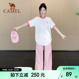 夏日骆驼T神纯棉短袖 宽松复古休闲上衣 运动T恤女圆领半袖 男情侣装