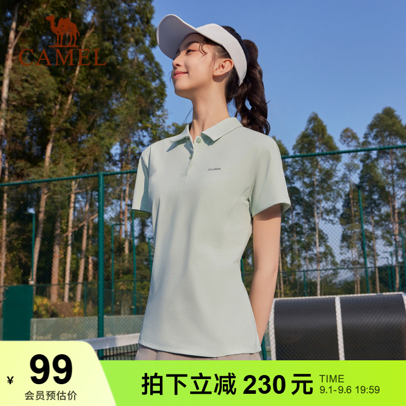 骆驼运动速干polo衫女2026夏季短袖t恤翻领宽松休闲百搭户外上衣图片