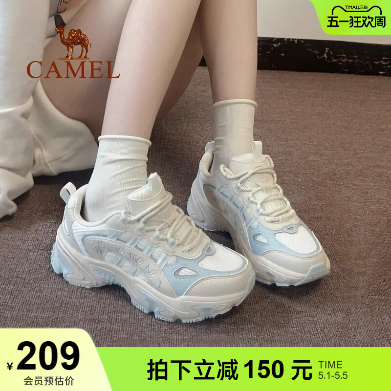 骆驼星途运动鞋女2024秋季新款透气休闲鞋女鞋厚底增高老爹鞋男女