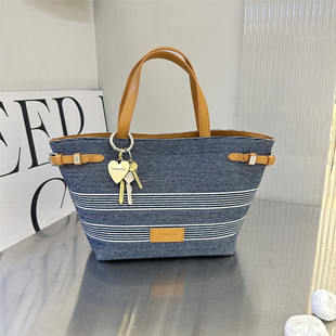 玛莎上新编织托特包女2026新款条纹手提包休闲度假风菜篮子包潮女