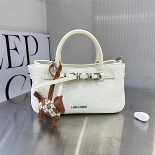 劳拉时黛上新2026荔枝纹锁扣手提包女高级感复古菜篮子包百搭通勤