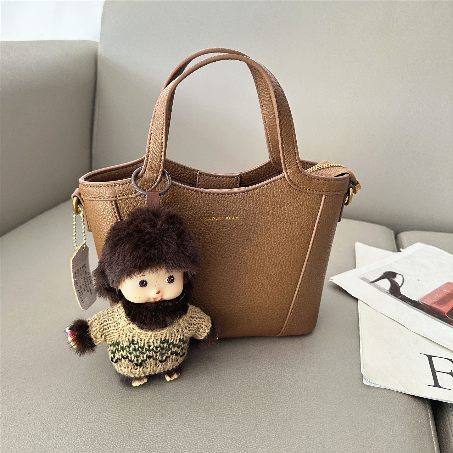 质感荔枝纹手提托特包女2025新款时尚百搭单肩斜挎包复古菜篮子包