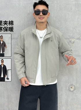 红森林 简洁夹棉立领夹克2025年秋冬男士休闲保暖外套392510