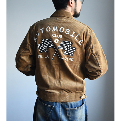 SPEED UP 美式复古灯芯绒拼皮机车夹克短款夹克农协夹克