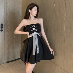 Real price, versatile, retro bandage, bra, waist and shoulder dress