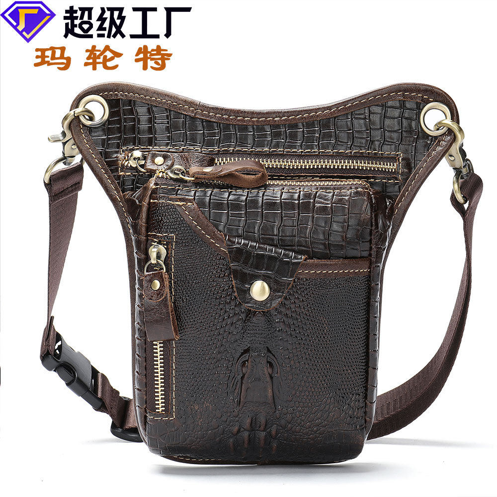 玛轮特真皮手机腰包男款个性骑行户外腰包腿包战术手机包man bag