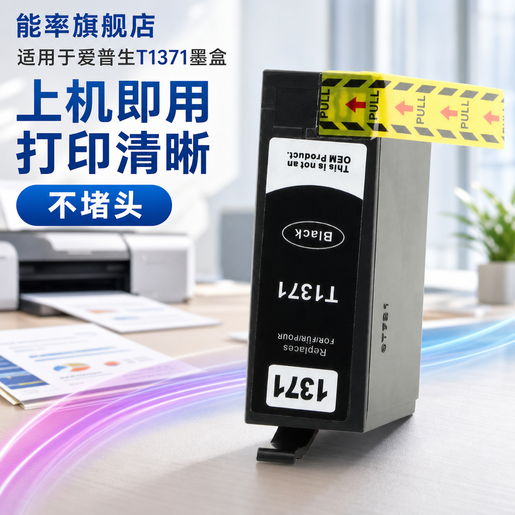能率适用T1371墨盒 适用爱普生EPSON K100 K200 K105 K205 137墨盒 K305大容量墨盒 T137 137墨水盒