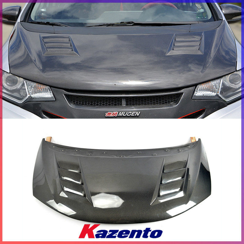 适用本田飞度Jazz Fit GK5 碳纤维引擎盖改装 无限款开孔车头机盖