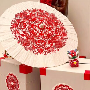 幼儿园新年非遗纸伞剪纸儿童作品展元旦国风diy手工纸艺主题环创