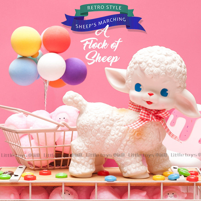 萌货日本昭和复古小羊软胶公仔娃娃收藏古董怀旧可爱少女心摆件