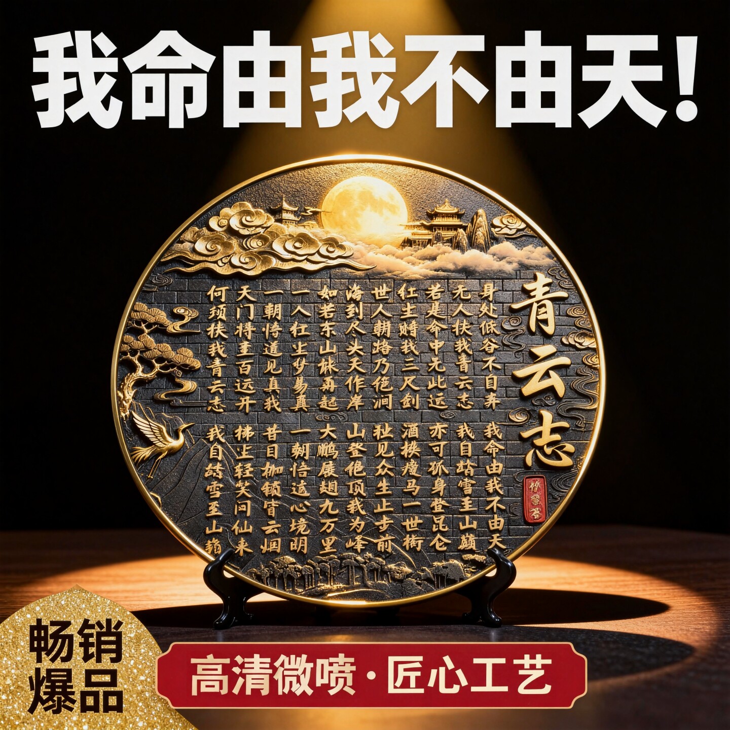 青云志新中式励志书法字画摆件图片