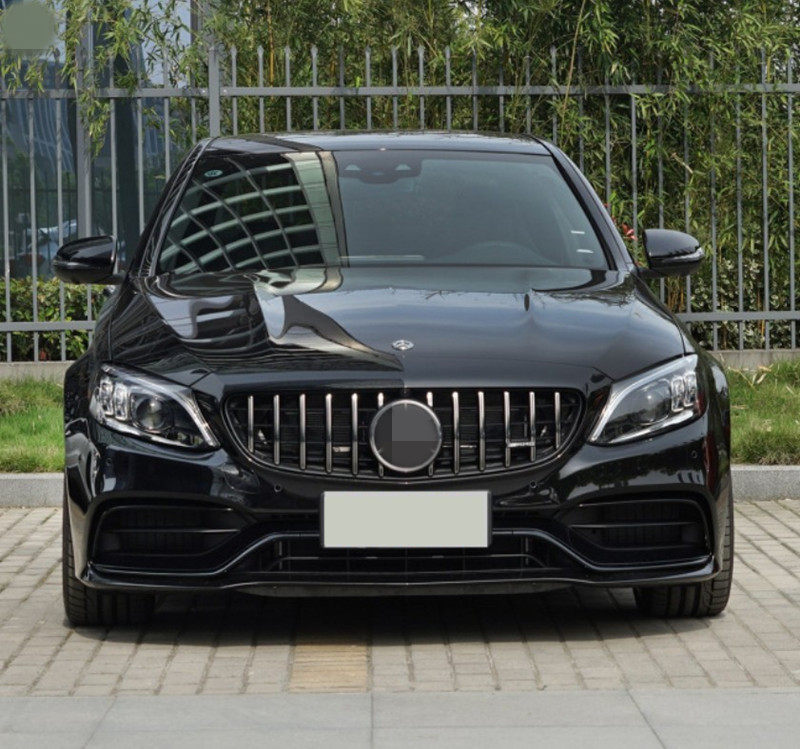 适用于奔驰c级200c260改装c63amg前杠后唇尾喉大包围gt满天星中网