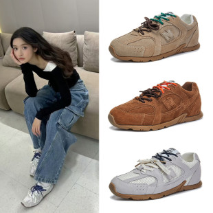 王玉雯同款千金芭蕾德训鞋周依然王灵均真皮双色系带阿甘鞋运动鞋