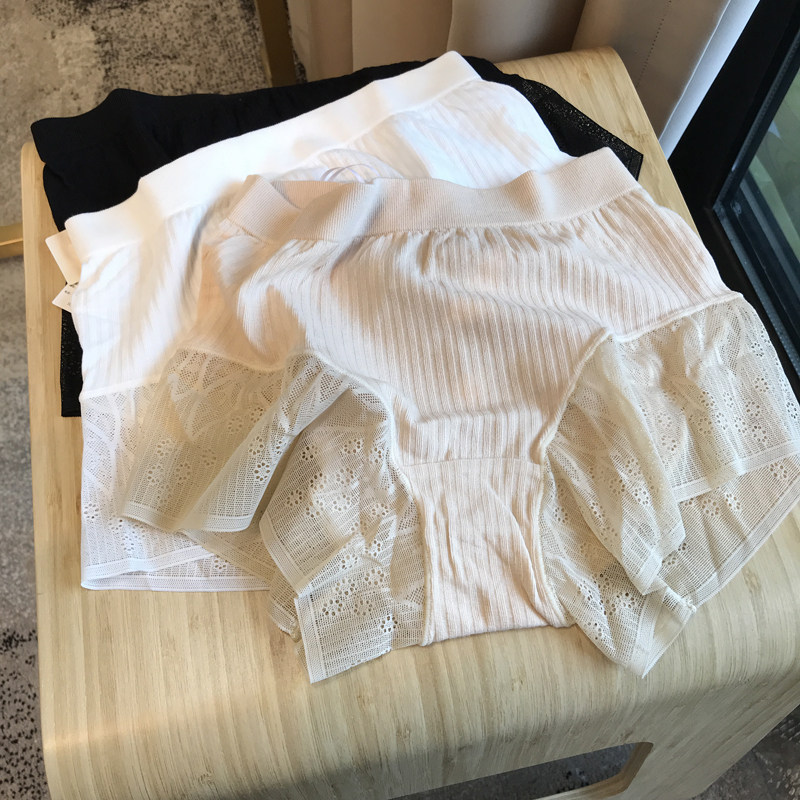 推荐！夏日安全裤~蚕丝底档 防走光打底内裤中高腰蕾丝平角裤女