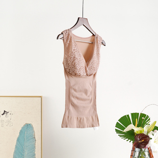 每年必收！护腰暖背塑腰！吸湿发热无缝织造深V设计蕾丝背心