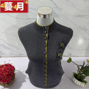 妈妈装冬季加绒加厚半高领针织衫中老年人毛衣女士保暖打底衫套头