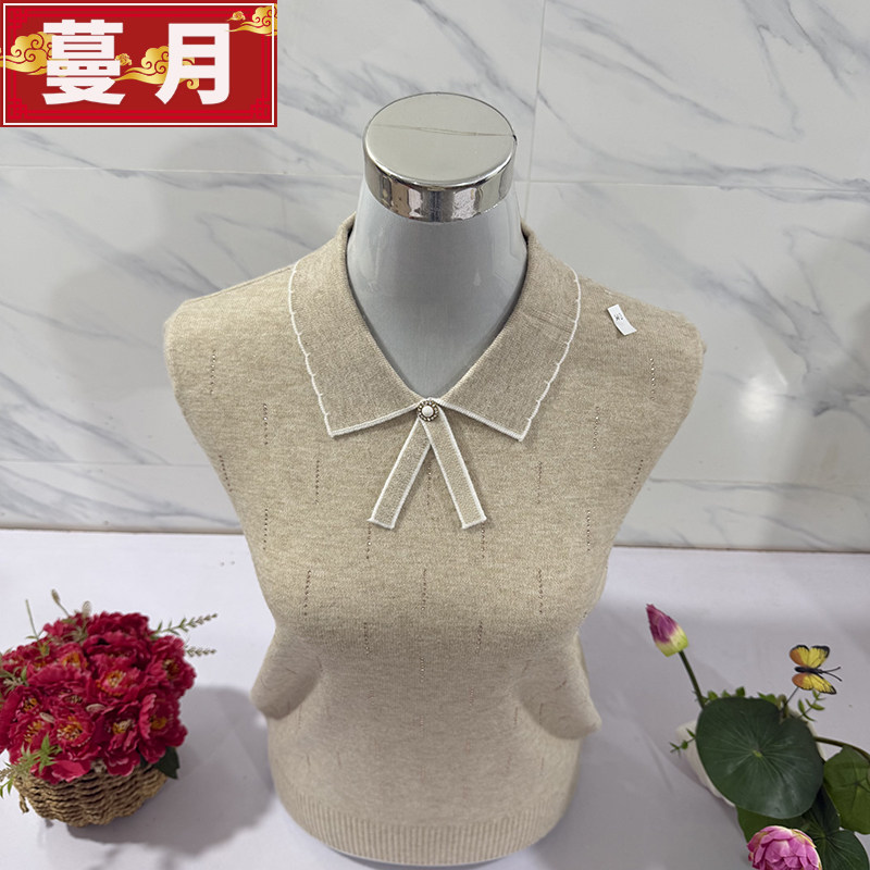 秋冬妈妈装翻领蝴蝶结针织衫中老年女装洋气百搭气质毛衣宽松上衣