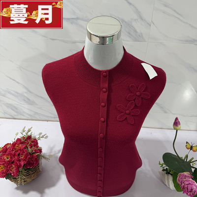 中老年女装一体绒羊毛针织打底衫