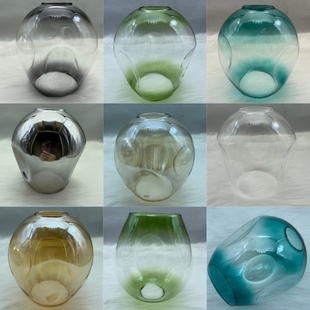 北欧魔豆分子渐变灰色灯具配件琥珀色烟灰色客厅餐厅吊灯玻璃灯罩