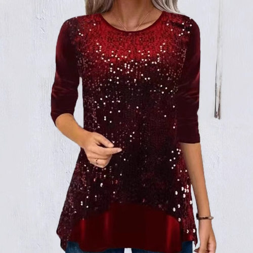 Beaded long sleeved women's top women's shirt top