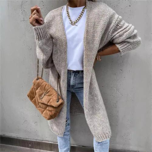 Womens loose knitted cardigan autumn winter, medium sweater