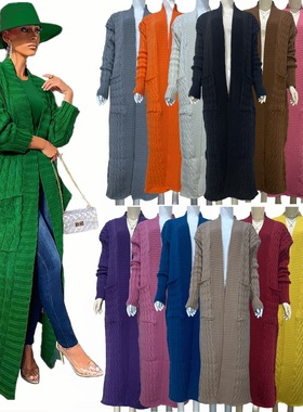 women's casual long sleeved plus size long cardigan sweater