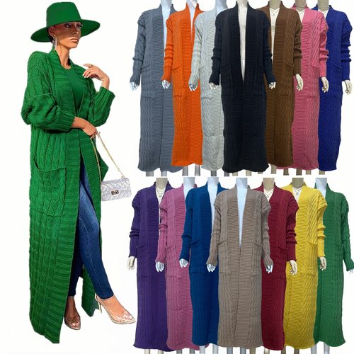 women's casual long sleeved plus size long cardigan sweater