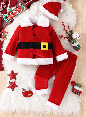 Christmas Thick Shirt Pants SantaClaus DressUp baby kids set
