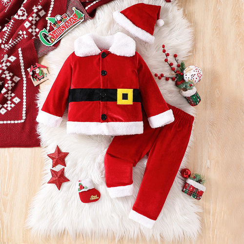 Christmas Thick Shirt Pants SantaClaus DressUp baby kids set