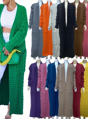 women's casual long sleeved plus size long cardigan sweater