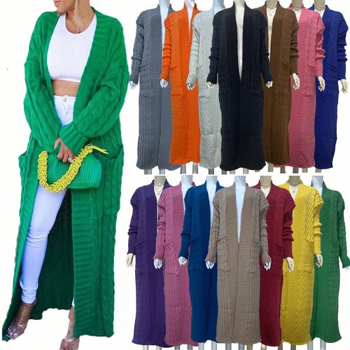 women's casual long sleeved plus size long cardigan sweater