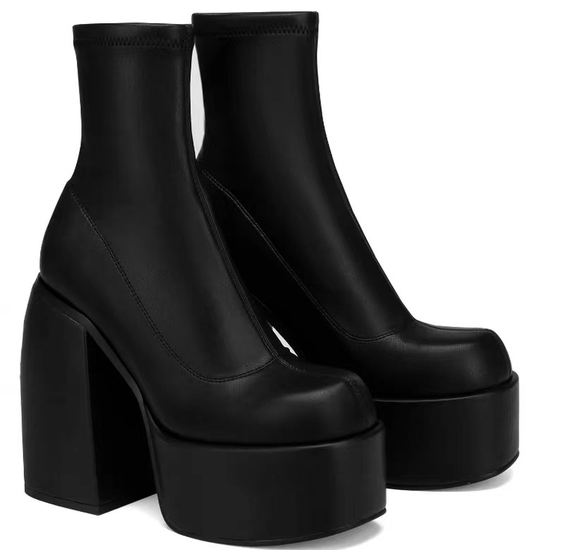 高跟靴弹力靴大码43女单鞋女women high heel boots martin boots