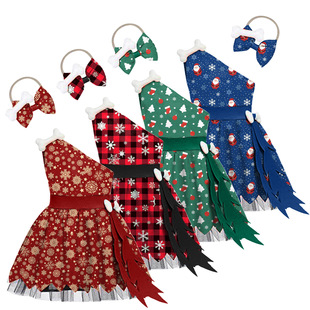 Christmas off shoulder baby dress+headband kids girl's skirt