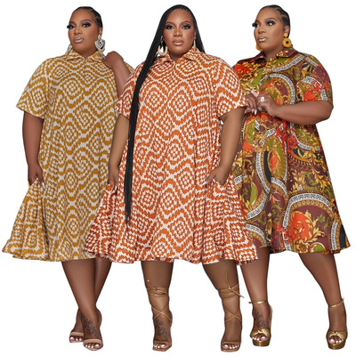 Spring summer women's dresses, vacation shirts, collars,