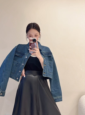 新品牛仔外套女士夹克上衣常规长袖百搭显瘦口袋单排扣个性魅力