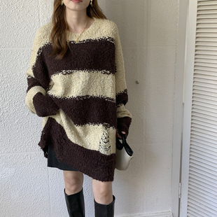 新款长款毛衣宽松遮屁股外套秋冬季女生外套上衣连衣裙