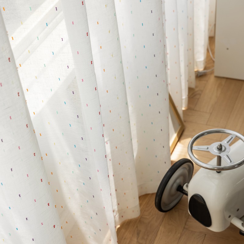 「2023高定款纱帘」棉麻白纱透光女孩房窗帘亚麻可爱公主风小清新