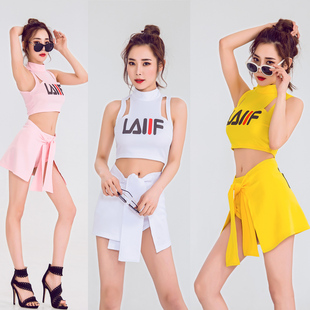 夜店dj女歌手网红酒吧爵士舞ds演出服钢管舞街舞练功服套装三件套
