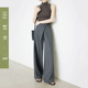 裤 通勤深麻灰色西装 女9770 2026新款 夏莫卡斜门襟设计感显瘦直筒裤
