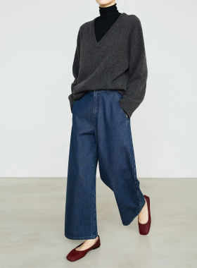 夏莫卡阔腿九分裤女新疆长绒棉复古立裁切割轻量感香蕉牛仔裤7920