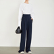 垂感显瘦阔腿裤 夏莫卡藏蓝色西装 系带直筒裤 女春夏新款 加长6491 裤
