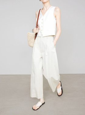 夏莫卡米灰色茧型泡泡裤女夏季天丝棉阔腿裤row风九分西装裤7841