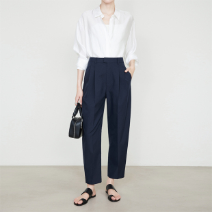 显瘦锥形香蕉裤 夏莫卡藏青色九分裤 裤 轻奢通勤西装 5237 女2025新款